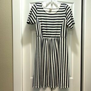 Gray and white striped dress